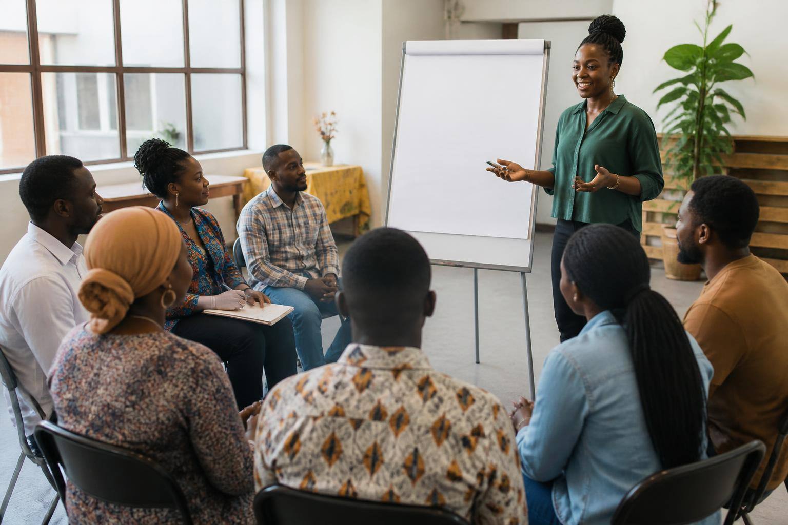 Entrepreneurs taking part in a facilitated South African SME development workshop