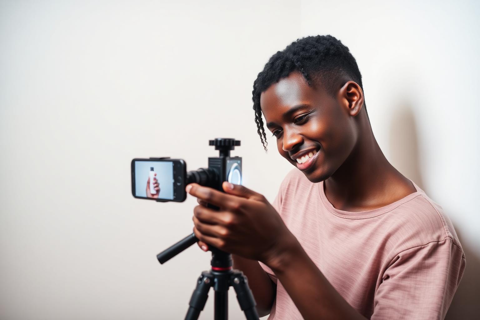 Creator filming short social media video content for a small business