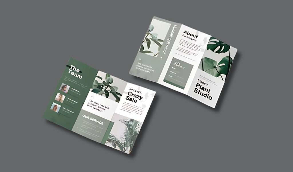 Z-fold brochure design laid open, printed in Cape Town